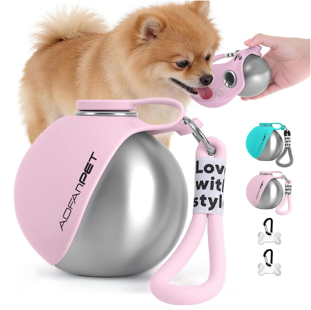 Dog Travel Water Bottle with Built-In Bowl