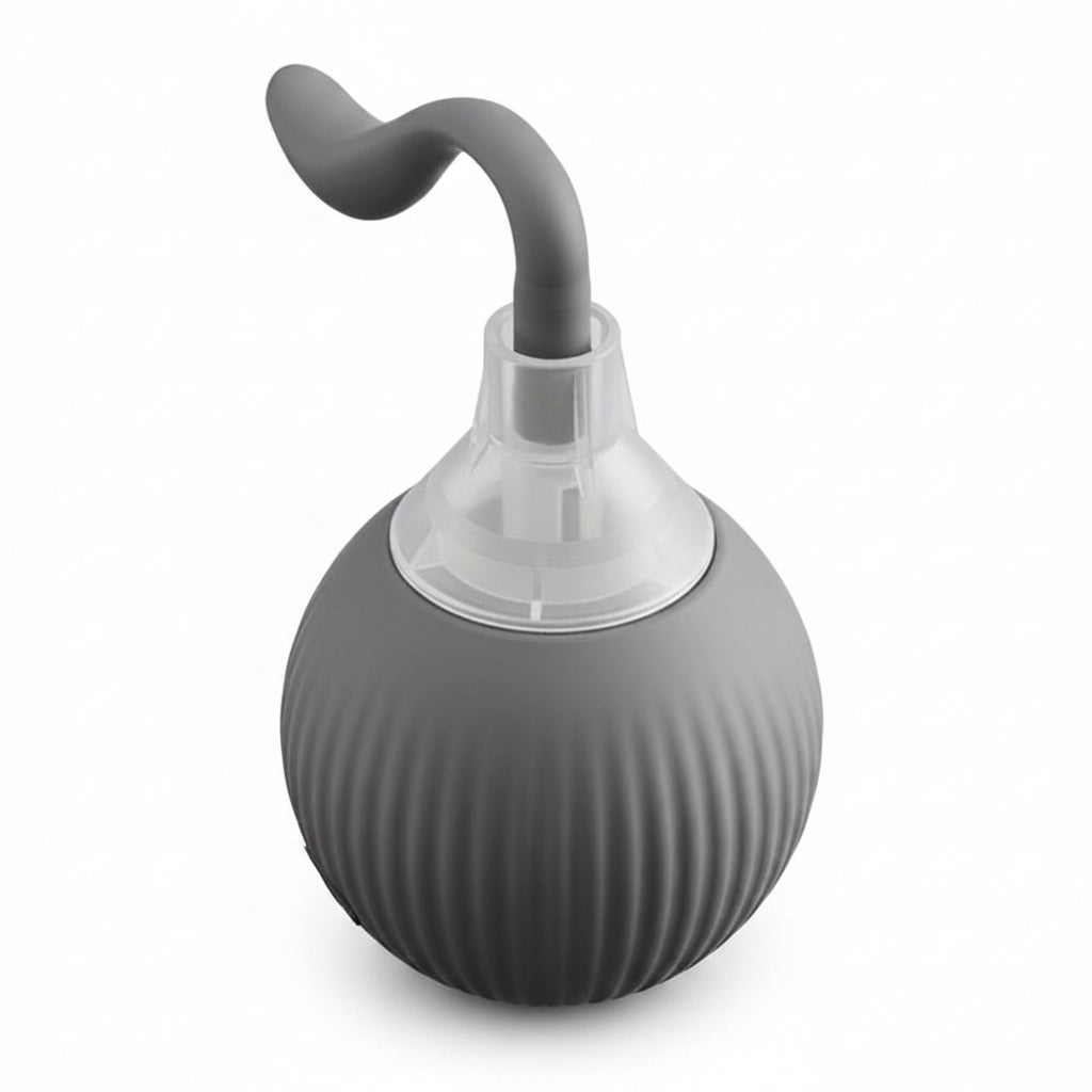 Gray bulb with a curved neck on a light gray background