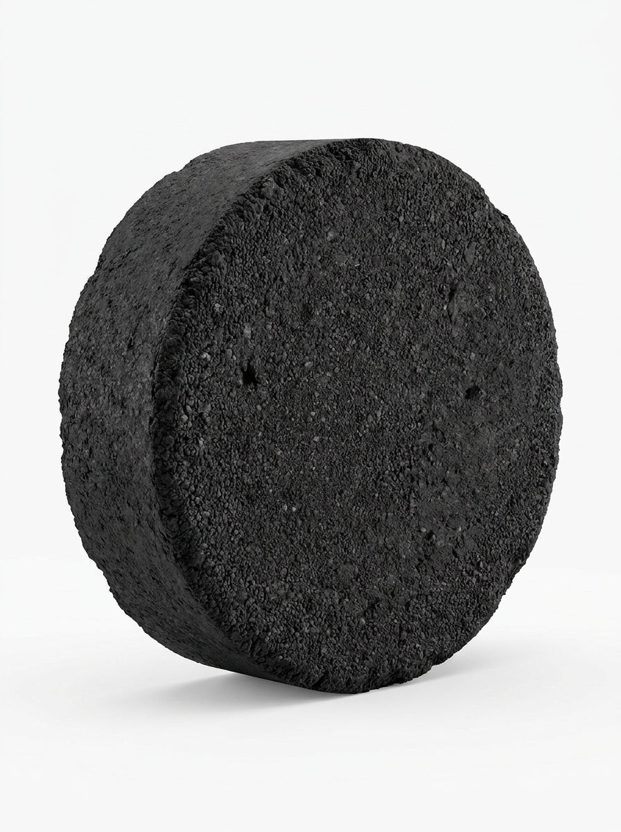 Black round stone on a white background