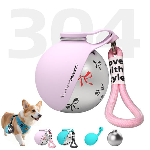 Dog Travel Water Bottle with Built-In Bowl