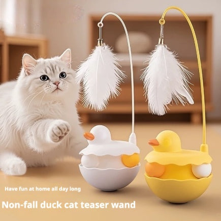 Interactive Duck Wand Cat Toy – Lightweight Resin, Removable & Washable
